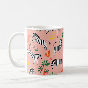 Caneca De Café Cartoon Zebras Funny Patterno Sem Olho