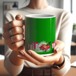 Caneca De Café Cartoons de Natal, verde COFFEE MUG