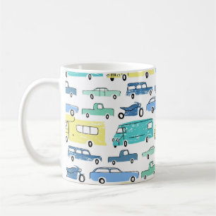 Caneca De Café Cartoons urbanos e de transporte com um padrão pe