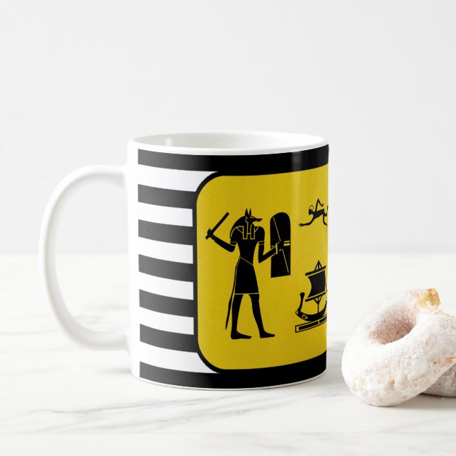 Caneca De Café Cartouche ~ Antigo Egípcio ~ Hieroglifics ~ (Com Donut)