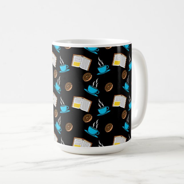 Caneca De Café Cartum de Rosquinha e café (Frente Esquerda)