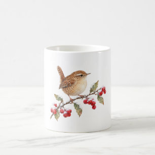 Caneca De Café Carvalho-de-inverno em um Ramo de Frutas Vermelhas