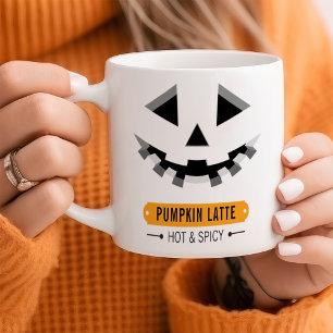 Caneca De Café Carved Jack o Lanterna Face Pumpkin No Dia das Bru