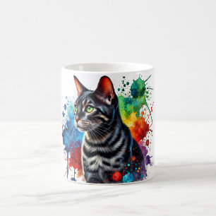 Caneca De Café Carvões Bengala Gato Aquarela Retrato