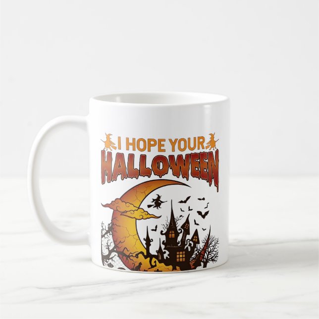 Caneca De Café Casa Assombrada Boo Tiful de Halloween Lua Crescen (Esquerda)