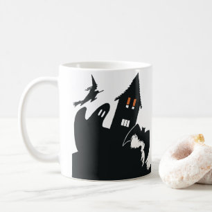 Caneca De Café Casa Assombrada de Halloween Vintage Bruxa Fantasm