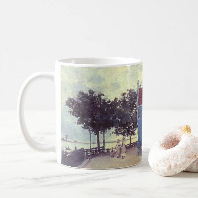 Caneca De Café Casa Azul em Zaandam, por Claude Monet (Com Donut)
