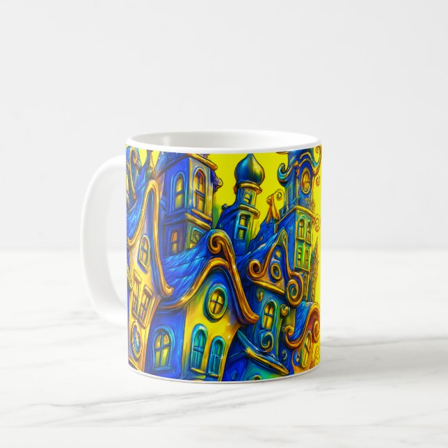 Caneca De Café Casa Branca Colorida (Frente Esquerda)