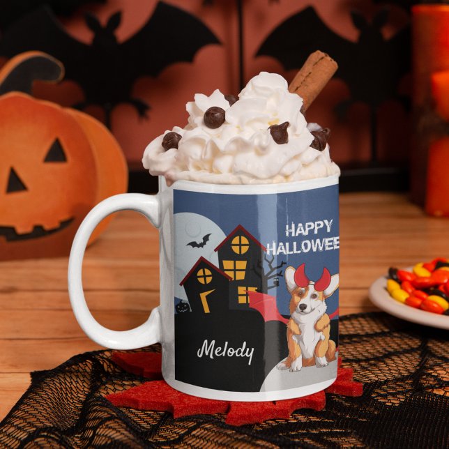 Caneca De Café Casa Branca de Halloween Halloween Personalizada (Criador carregado)
