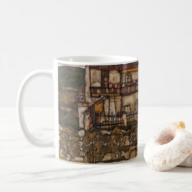 Caneca De Café Casa com Shingle Roof por Egon Schiele (Com Donut)