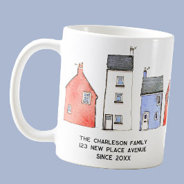 Caneca De Café Casa de Aquarelas Novo Domicílio Personalizado