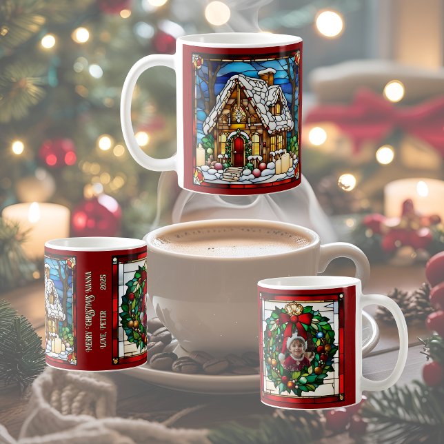 Caneca De Café Casa de Biscoito de Natal Vidro Policromado Falso (Criador carregado)