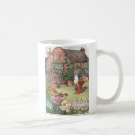 Caneca De Café Casa de campo ilustrada de Cotswolds com pássaro