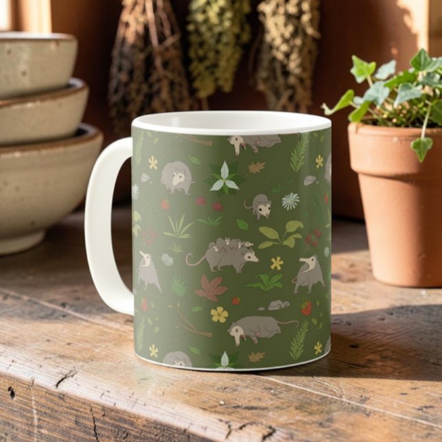Caneca De Café Casa de Campo Verde Terroso Amante de Gambá (Criador carregado)