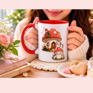 Caneca de Café Casa de Cogumelo Fofa Bosque Capr