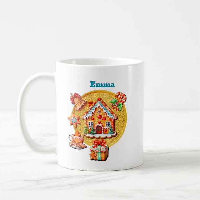 Caneca De Café Casa de doces de pão de Natal e Ano Novo (Esquerda)