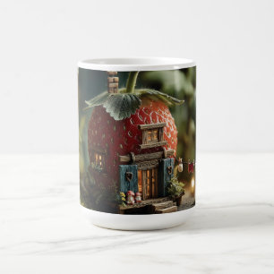 Caneca De Café Casa de Fada de Morango com Varal em Miniatura