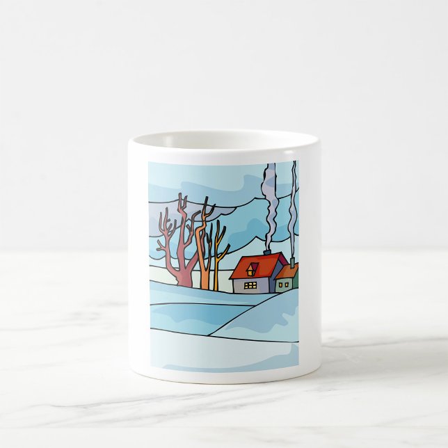 Caneca De Café Casa de Inverno Aconchegante Paisagem de Neve (Criador carregado)