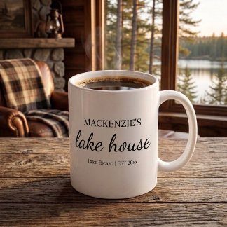 Caneca De Café Casa de Lago Chic Tipografia Personalizada