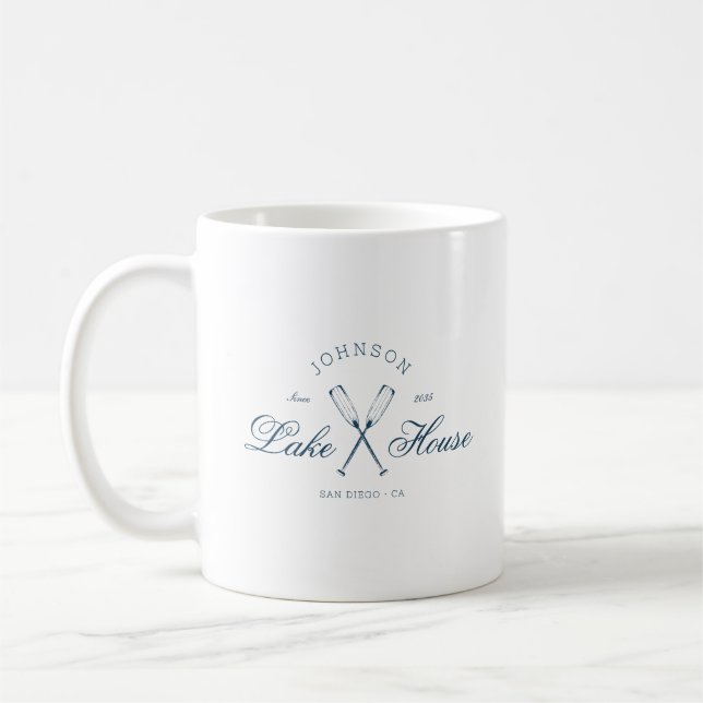 Caneca De Café Casa de Lago Rústica Moderna Remos Azul Marinho Co (Esquerda)
