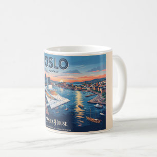 Caneca De Café Casa de Ópera de Oslo Cartaz de Viagem Vintage - N