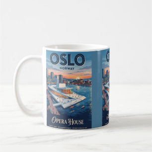 Caneca De Café Casa de Ópera de Oslo Noruega Cartaz de Viagem Vin