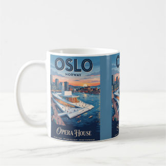 Caneca De Café Casa de Ópera de Oslo Noruega Cartaz de Viagem Vin