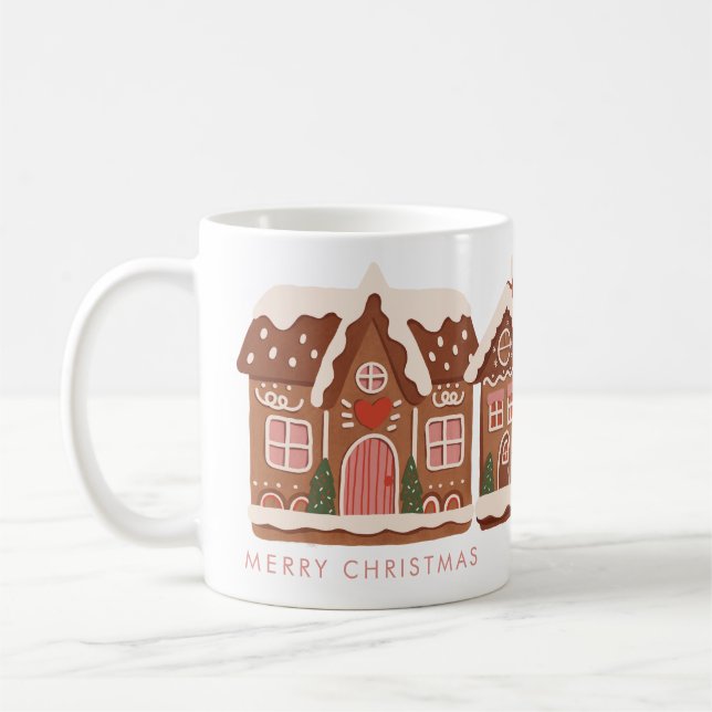 Caneca De Café Casa de Pão de Mel Natal Moderno Alegre (Esquerda)