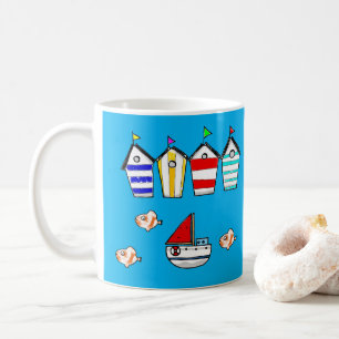Caneca De Café casa de praia divertida e barco marítimo