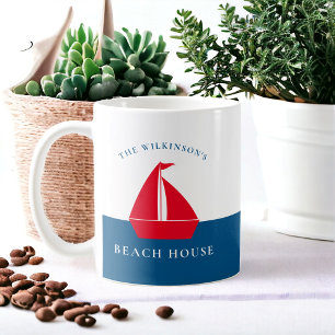 Caneca De Café Casa de Verão náutica mínima personalizada