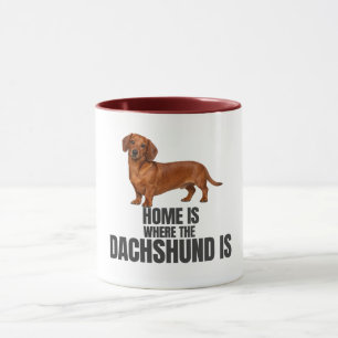 Caneca de Café Casa é Onde Está o Dachshund Vermel