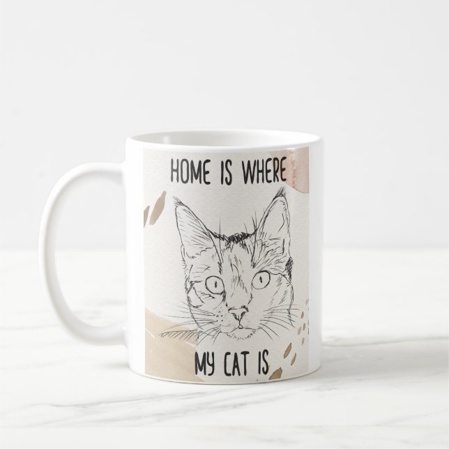 Caneca De Café Casa É Onde Meu Gato Está, Casa É Onde Gato Está (Esquerda)