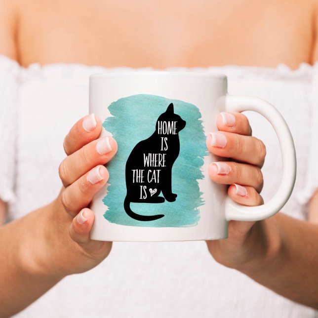 Caneca De Café Casa É Onde O Gato Está - Azul (Criador carregado)