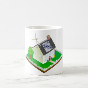 Caneca De Café Casa Ecológica de Energia Renovável com Painéis So