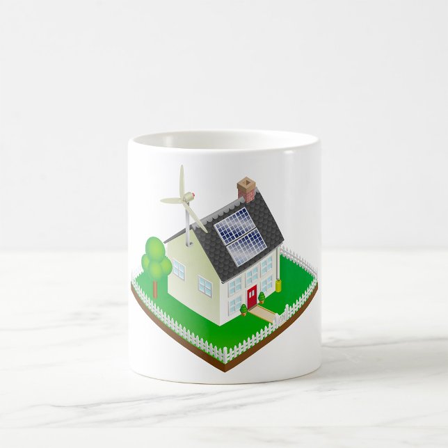 Caneca De Café Casa Ecológica de Energia Renovável com Painéis So (Criador carregado)