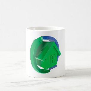 Caneca De Café Casa Ecológica Verde com Setas Circulares