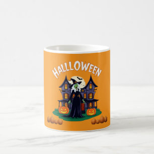 Caneca De Café Casa fantasma do Halloween, abóboras, bruxas, morc