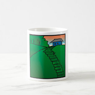 Caneca De Café Casa Numa Colina Verde