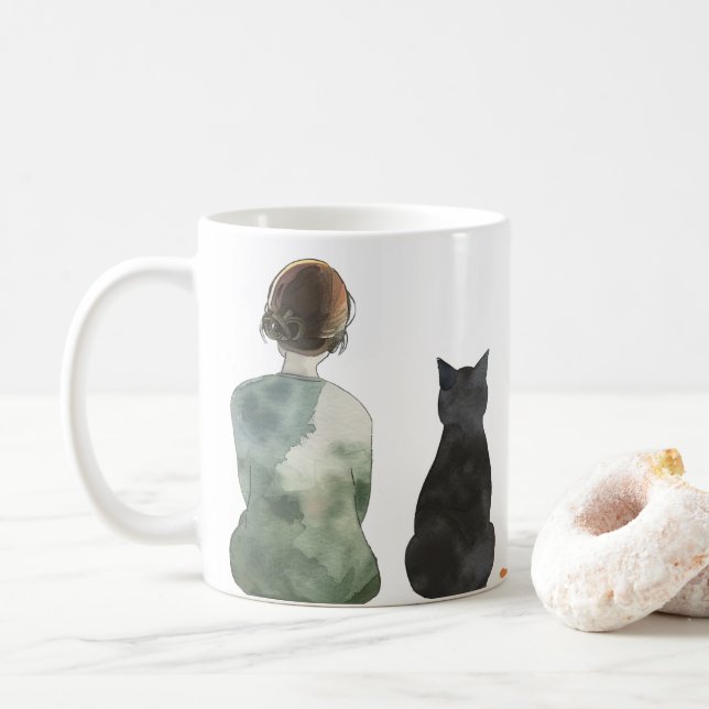 Caneca De Café Casa Onde Meus Gatos São Aquarela Mãe (Com Donut)