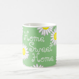 Caneca De Café Casa Verde Branco e Amarelo Doce Margarida