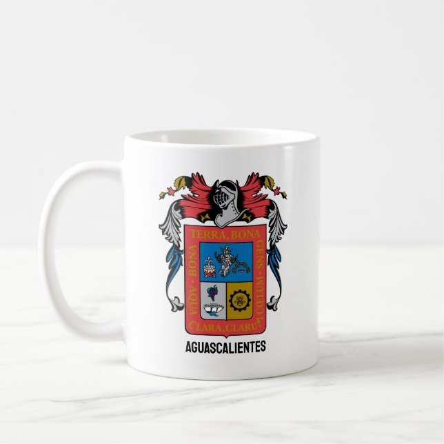 Caneca De Café Casaco de armas Aguascalientes - MÉXICO (Esquerda)