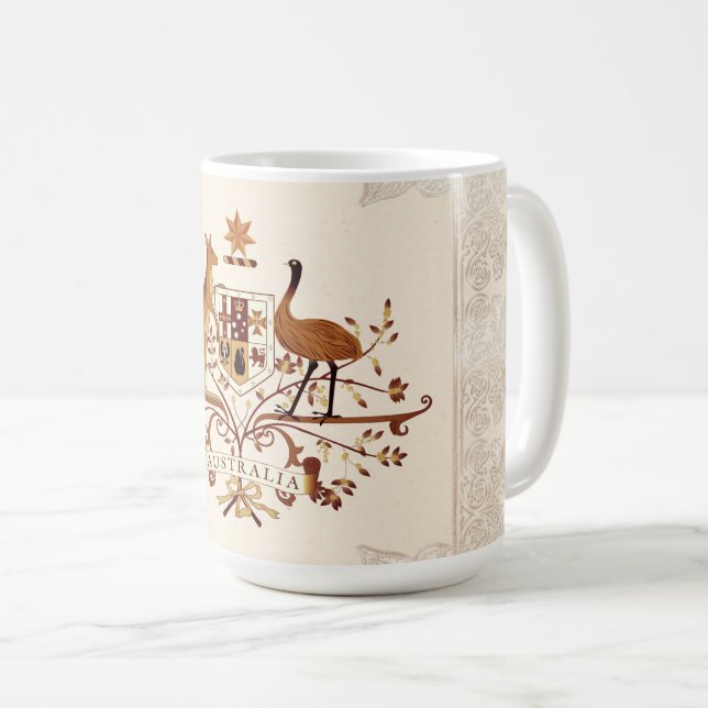 Caneca De Café Casaco de Armas Castanho na Austrália (Frente Esquerda)