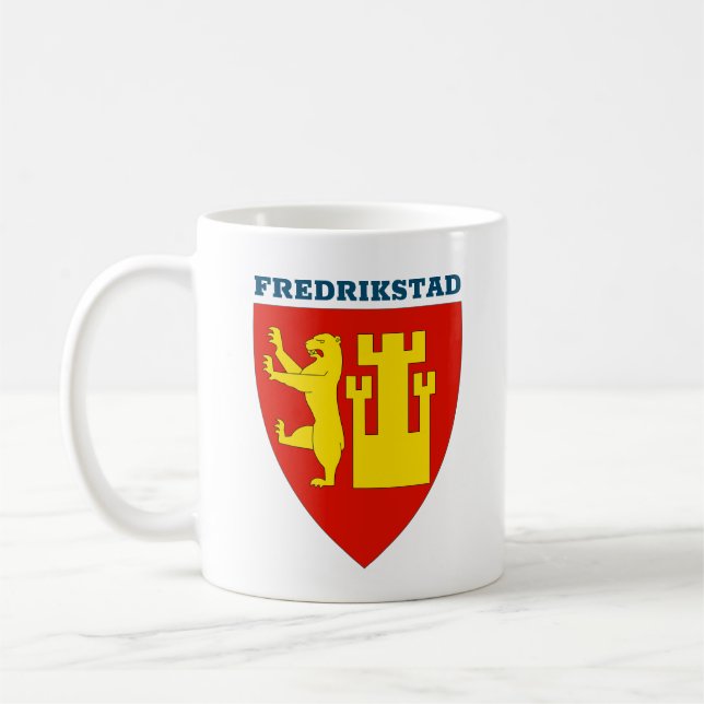 Caneca De Café Casaco de Armas de Fredrikstad, Noruega Coffee Mug (Esquerda)