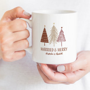 Caneca De Café Casados Felizes Primeiro Natal Árvore de Natal Fes