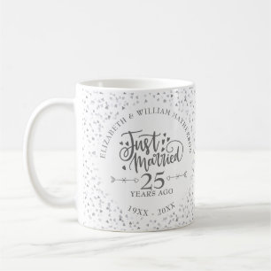 Caneca De Café Casados Há 25 Anos de Casamento Amor Corações
