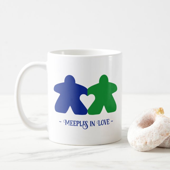 Caneca De Café Casais apaixonados, Blue & Green Mug (Com Donut)