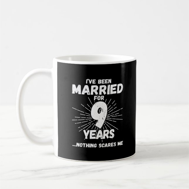 Caneca De Café Casais Casados 9 Anos Engraçado 9º Aniversário (Esquerda)