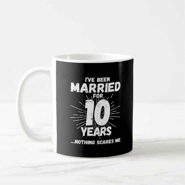 Caneca De Café Casais Casados há 10 Anos Engraçado 10º Aniversári (Esquerda)