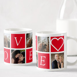 Caneca De Café Casais de Colagem de Fotografias Personalizadas AM