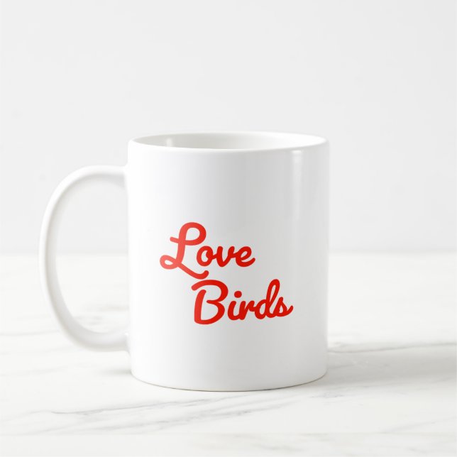 Caneca De Café Casais Fofos de Pássaros Amorosos (Esquerda)